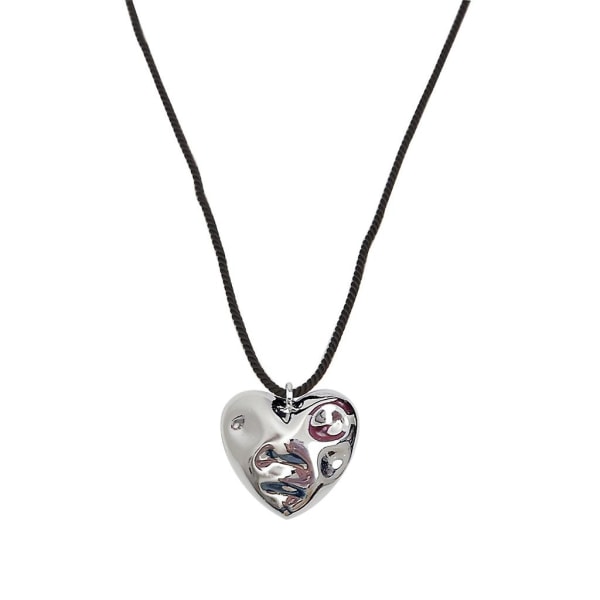 Simple Large Heart Choker Stylish Pendant Necklace Fashionable Neck Jewelry CMK Silver