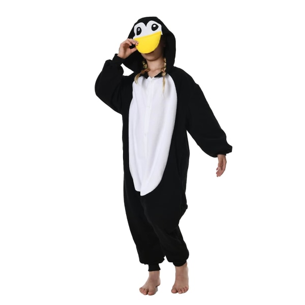 Unisex børne onesie pyjamas plys kostume Sødt Halloween kostume K Black Penguin 105