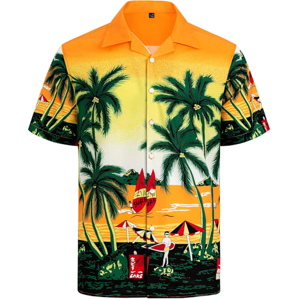Miesten Havaiji-paita ja shortsit -setti Regular Fit lyhythihainen rento funky ranta flamingo paita setti L L Yellow Beach