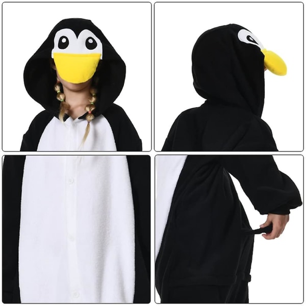 Unisex-lasten Onesie-pyjaman pehmoasu Söpö Halloween-asu K Black Penguin 115