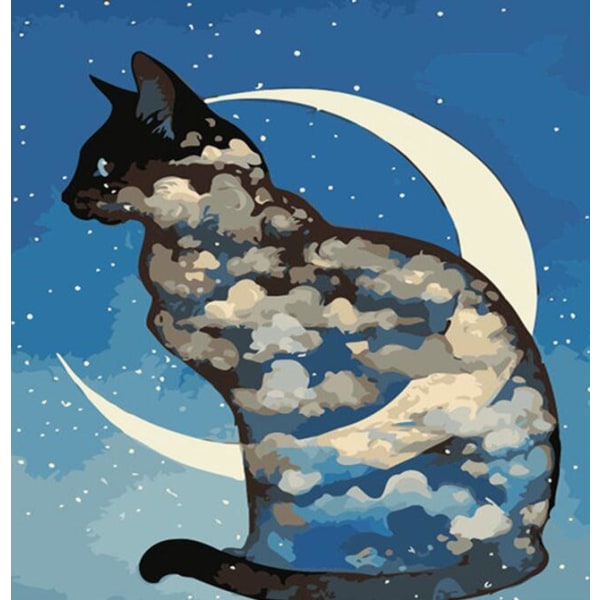Cat sky moon diamantmaleri (30×30 cm)