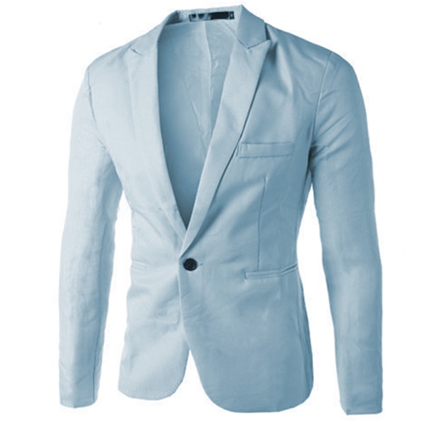 Herr Slim Fit En Knapp Solid Blazer Business Casual Kostymrock grey grey M