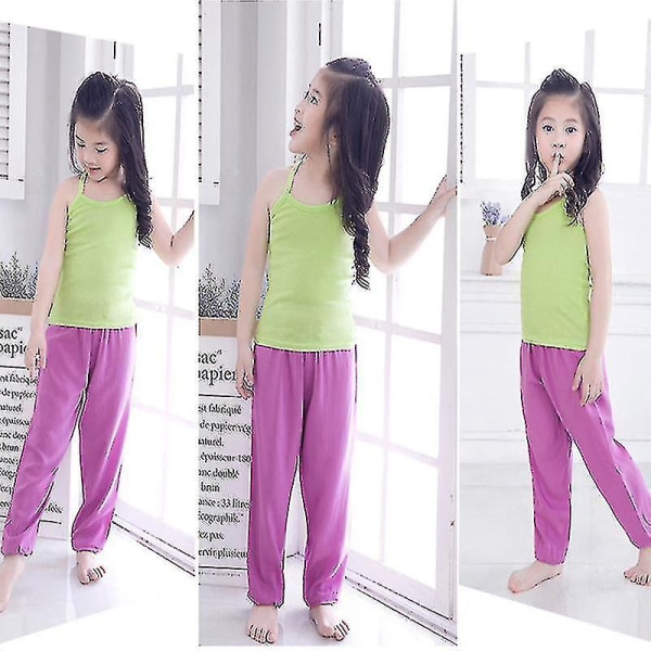 Børn Dreng Pige Almindelig Løse Lange Bukser Yoga Dancing Bloomers Aladdin Bukser CMK Purple 10-11 Years