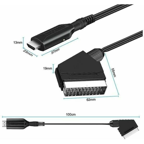 Scart-konverter til HDMI Video Lyd Adapter til HDTV/DVD/Decoder/PS3/PAL/NTSC