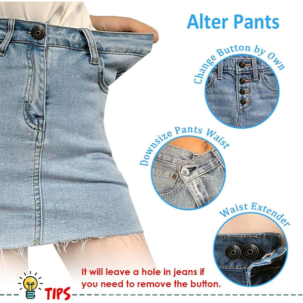 DIY (30 stk) Erstatningsknapper for bukser, 20 mm jeansknapp, metall