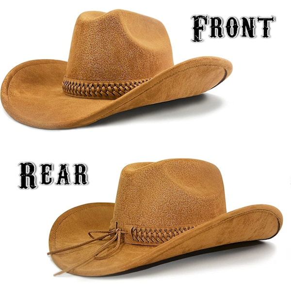Cowboyhat Til Kvinder Og Mænd Med Formbar Bred Skygge - Filt Cattleman Western Hatte Caramel Brown Caramel Brown L XL