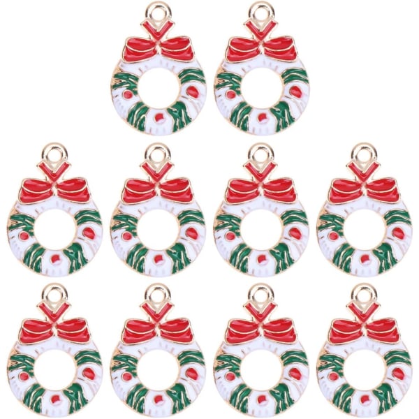 10 stk Halskæde Armbånd Smykker Making Charms Big Wreath Xmas Emalje Charm Vedhæng Fashion Jul DIY Øreringe Smykker Tilbehør