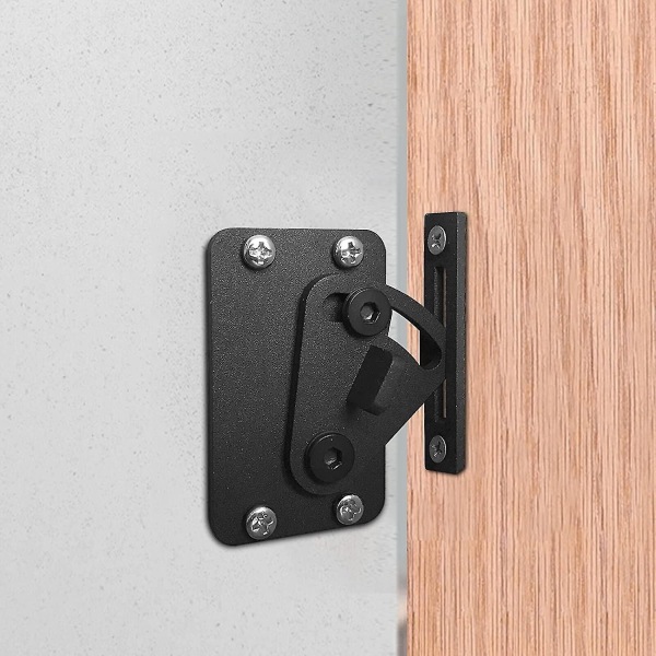 【Tricor-butikk】 Svart lås i rustfritt stål for dør og lås for skyvedør i låvedør - rustfritt stål
