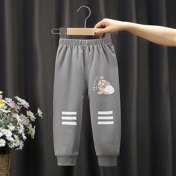 Children's cartoon cute print soft casual pants Grey 3-4T