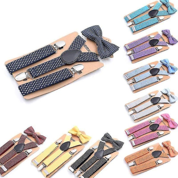 Causal Suspender And Clip Bow Tie Blue