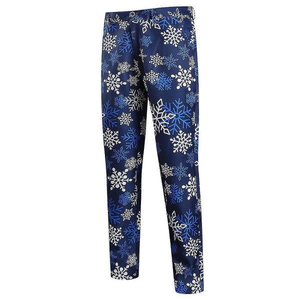 Men's Christmas Print Suit Pants Blue 4XL