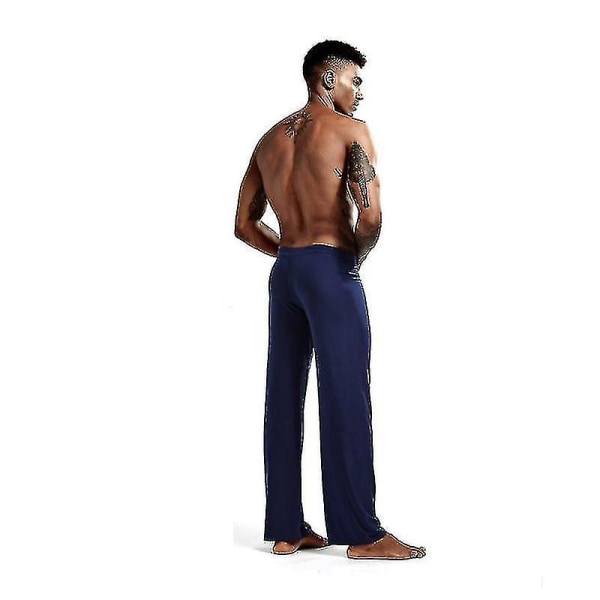 New Trend Men's Loose Yoga Pants Elastic Waist Modal Yoga Pants CMK Blue S