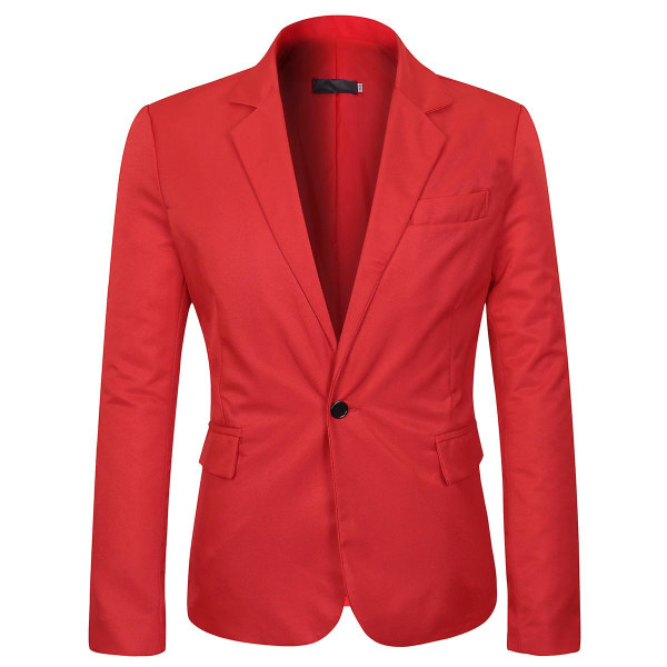 Allthemen Herre Solid Color Slim Fit Business Casual Blazer CMK Red 2XL