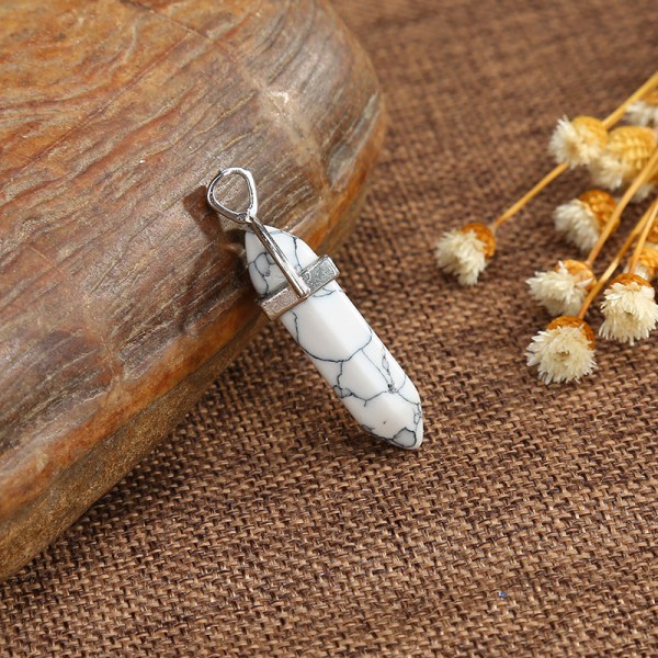 【Tricor-myymälä】 Kuusikulmainen pylväs, hopea koristeellinen kristalliriipus, joka sopii korujen valmistukseen tee-se-itse kaulakorutarvikkeet 6