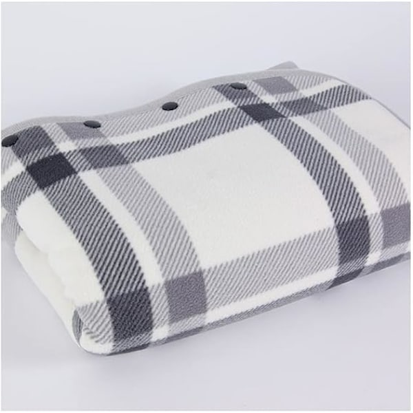 Fleeceponcho for kvinner, rutete fleece-sjal, varm vinterkappe med knapper, rutete teppe