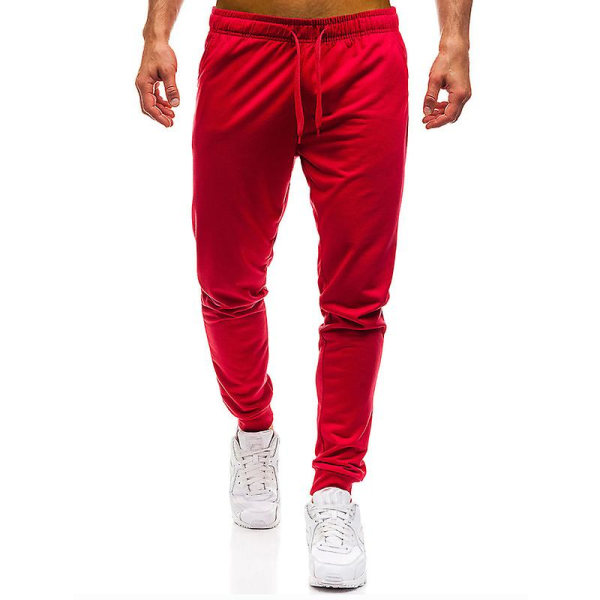 Solid, elastisk joggebukse for menn Red XL