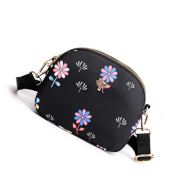 Mångsidig nylon crossbody telefonväska Dragonfly & Flower Style Svart Sort