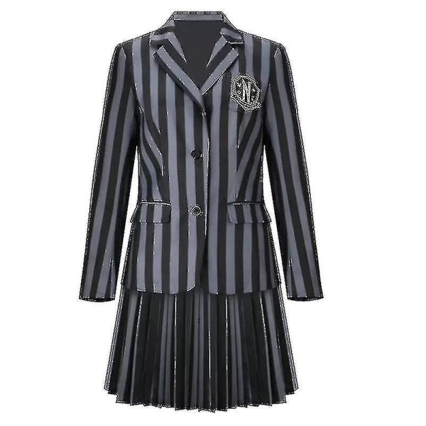 Wednesday Addams Cosplay Costume Set Nevermore Academy School Uniform Halloween Carnival Party Costume For Adults Kids Wyelv CMK Without wig Child L