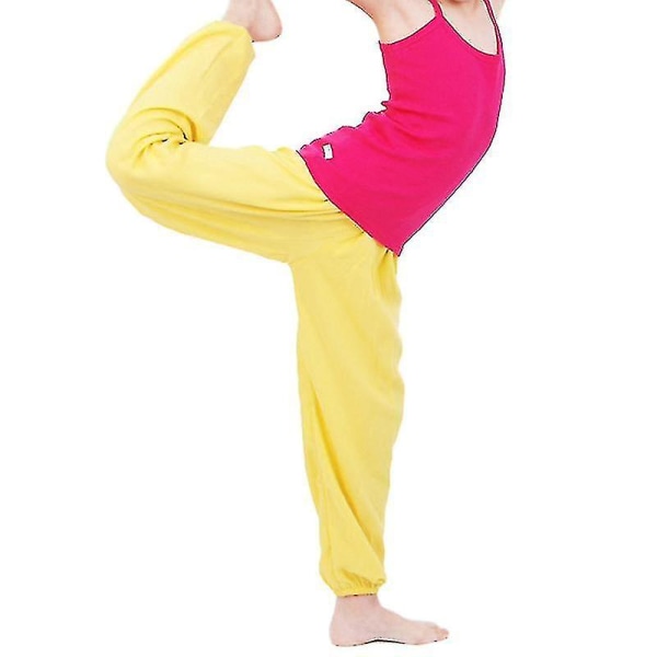Kids Boy Girl Plain Loose Long Pants Yoga Dancing Bloomers Aladdin Trousers CMK Yellow 4-5 Years