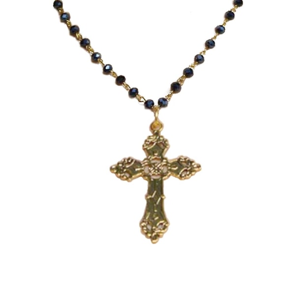 Beaded Cross Halskæde Big Cross Pendant Halskæde Til Kvinder Mænd Gothic Halskæde CMK AQ3592