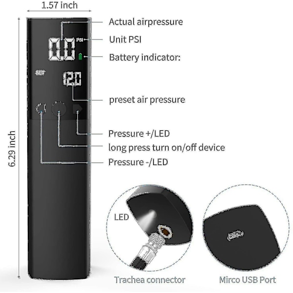 Elektrisk Boldpumpe, smart Luftpumpe Bærbar Hurtig Boldpumpning Med Præcis Trykmåler Og Digital LCD-Display Til Fodbold Basketball Volleyball