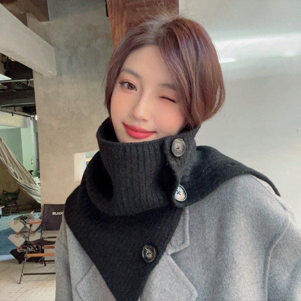 Kvinnors falsk krage Avtagbar halv vinter koreansk stil Matchande internet kändis varm hals stickad sjal Gray 50cm