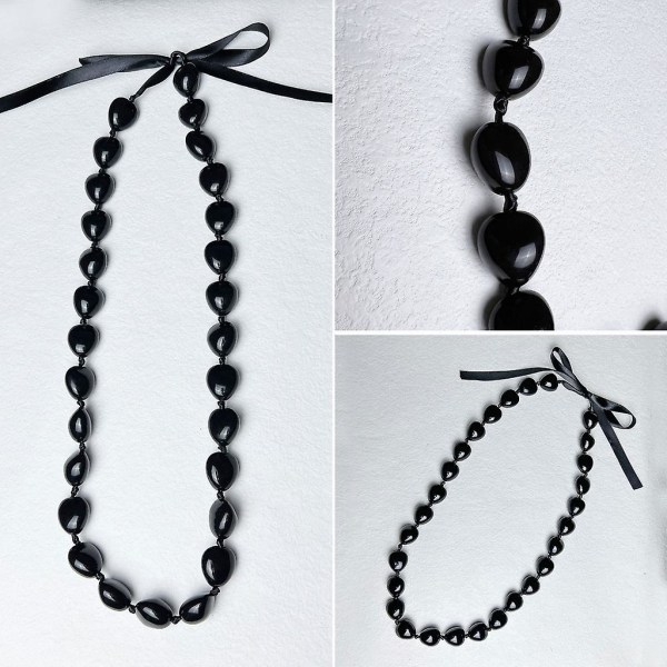 Graduation Leis Necklace Handmade Black Beads Graduation Gift For Men Women CMK