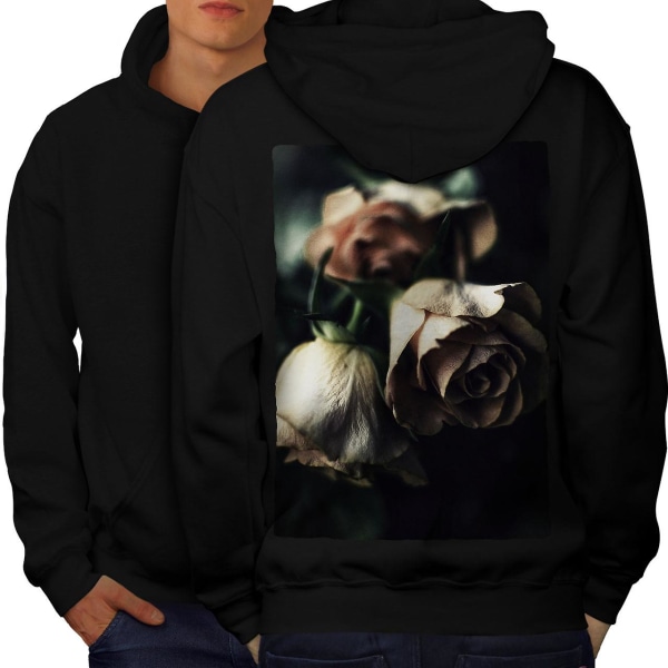 Rose Retro Unik Herre BlackHoodie Tilbage | Wellcoda CMK Black Large