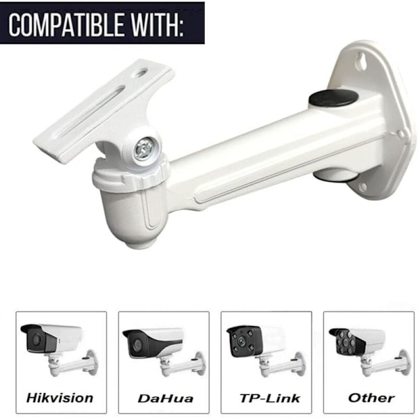 1 stk mini veggprojektorfeste, lengde 16-20 cm i aluminium, egnet for videoovervåking/kamera/projektor/webkamera - 360° rotasjon (hvit)