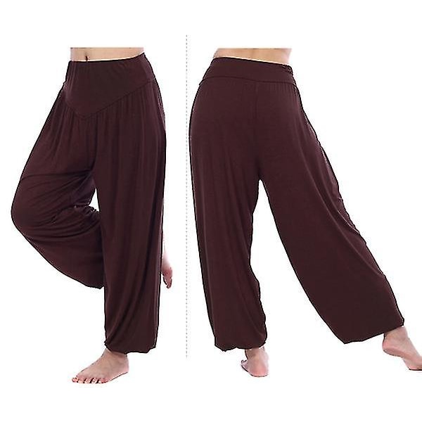 Women's Wide Leg Yoga Pants Coffee 2XL