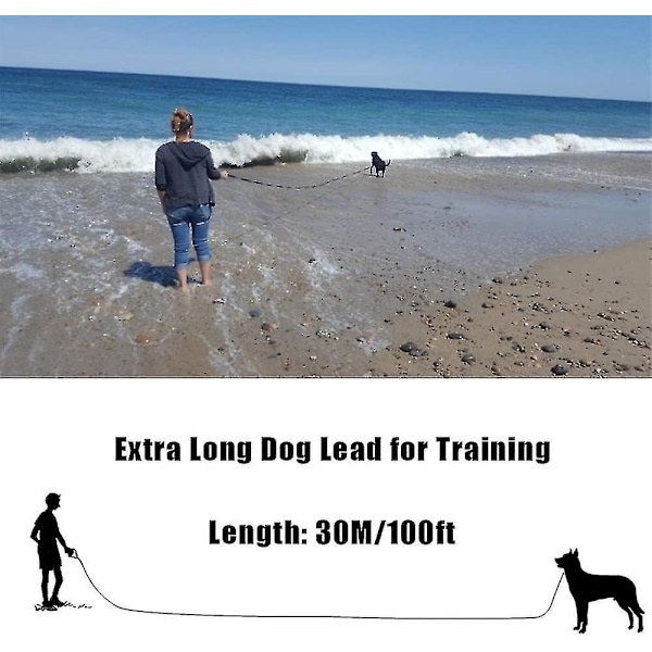 Hundra meter lång hundträningslina - Extra lång hundlina - 30 meter lång hundlina - Perfekt för hundträning