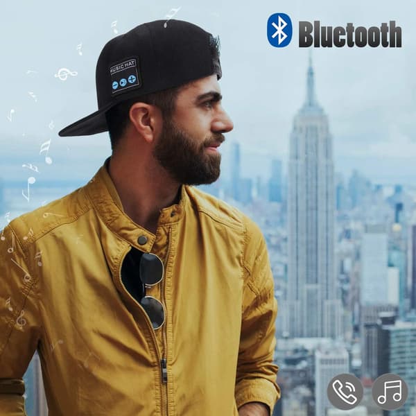 Hatt med Bluetooth-högtalare Justerbar Musikhatt Bluetooth-keps Grey White