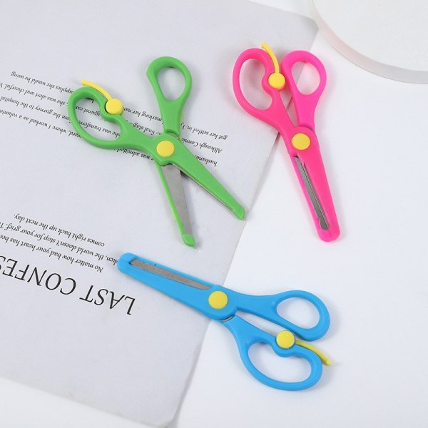 3PC barns liten saks Student Plast Candy Safety Safety scissors mixed color