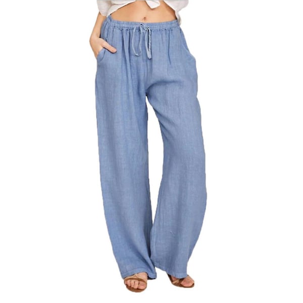 Stretch-bukser med brede ben for kvinner Light Blue XL