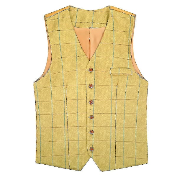 Miesten V-kaula-aukkoinen ruudullinen liivi Slim Classic -liivi A CMK Yellow S