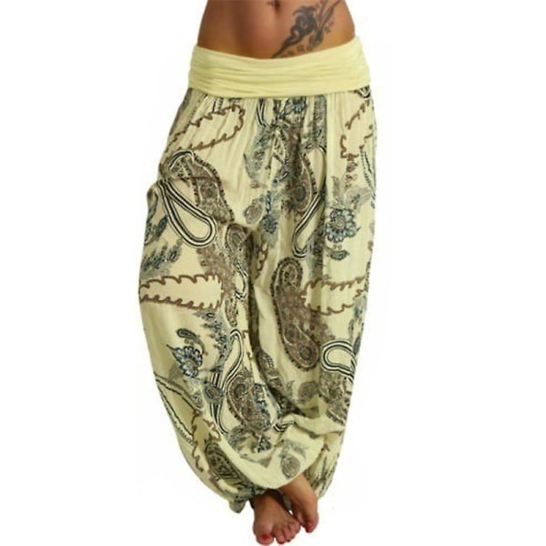 Women's Boho Loose Yoga Pants Yellow M