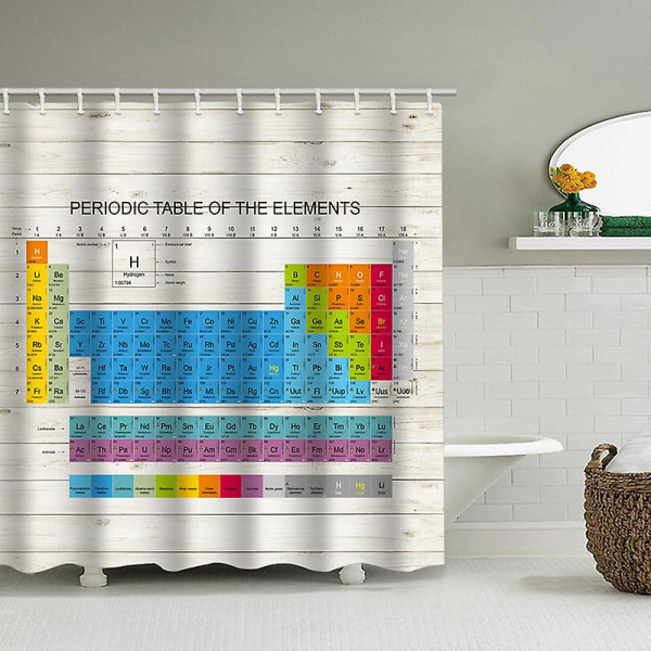 Periodic Table vedenpitävä polyesteri suihkuverho Periodic Table 2 165cmX180cm