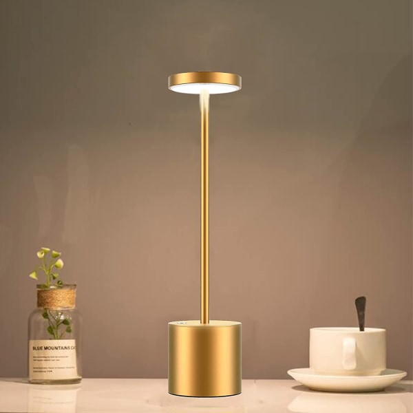 Trådløs bordlampe usb-lading nattbordslampe gull