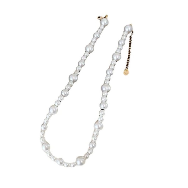 Chain Necklaces Imitation Pearl Necklace Women Pearl Chain Necklace Choker CMK White