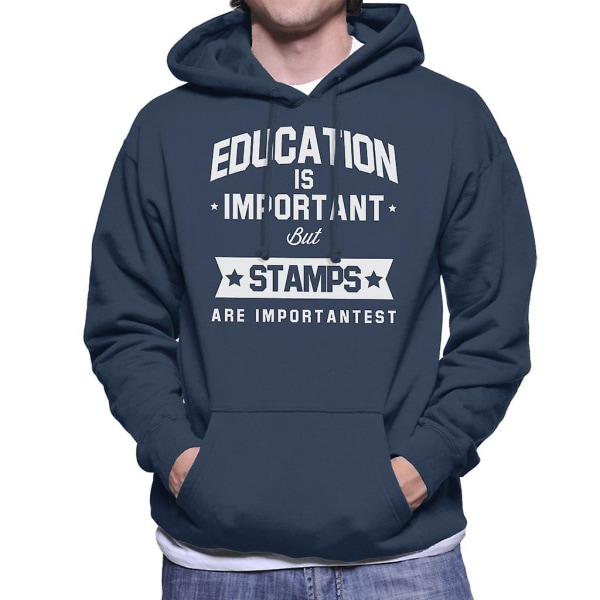 Education Is Important But Stamps Are Importantest Men's Hooded Sweatshirt CMK Navy Blue Small