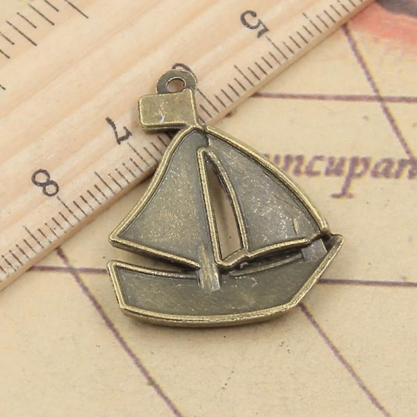 10pcs Charms Ship Boat Sailboat 30x25mm Tibetan Bronze Silver Color Pendants Antique Jewelry Making DIY Handmade Craft CMK