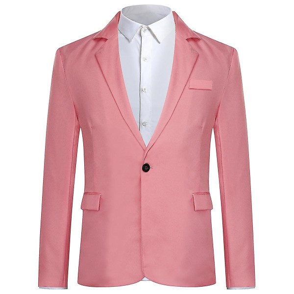 Män Enkelknäppt Casual Suit Toppjacka 6 färger CMK Pink M