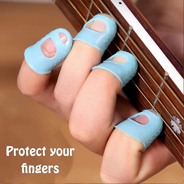 Silikon gitar fingerbeskytter, gitar fingertupp blue