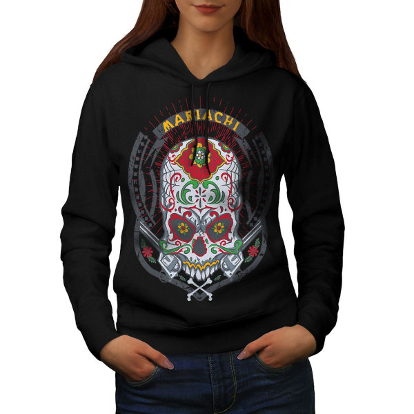 Ansikt Skull Hode Dame BlackHoodie | Wellcoda CMK Black Medium