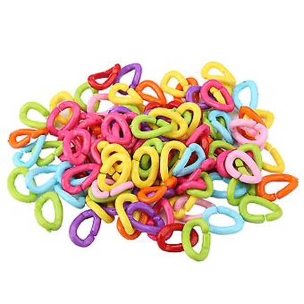100 st Plastfågel C-clips Krokar Kedjelänkar DIY Papegojleksaker Blandade Färger
