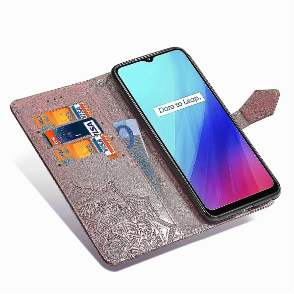 Realme C3 etui Lædercover Magnetic Flip Protection-Rose Gold