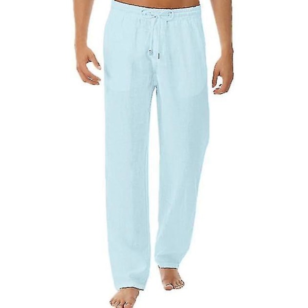 Men Linen Look Baggy Ated Waist Casual Beach Trousers CMK XL