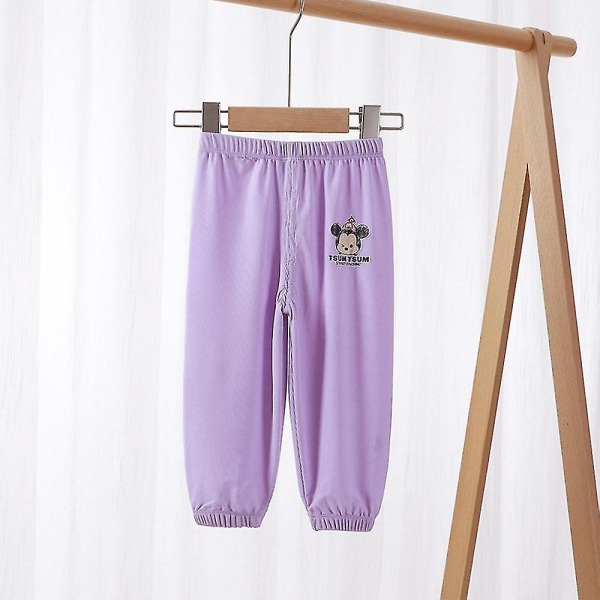 Children's Mickey Print Elastic Waist Track Pants Lilac Purple 1-2Years