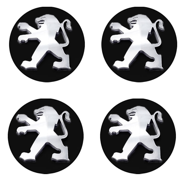 4-Pack - Peugeot Centrumkåpor / Hjulnav Emblem - Bil 75 60mm - Svart