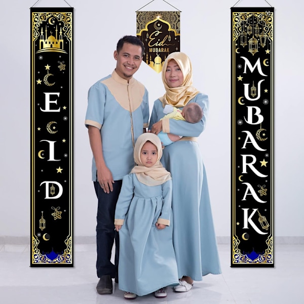 Eid Mubarak -ovibanneri ovibannereille, koristeille, kuistibannereille, ulko-ovelle, kylteille